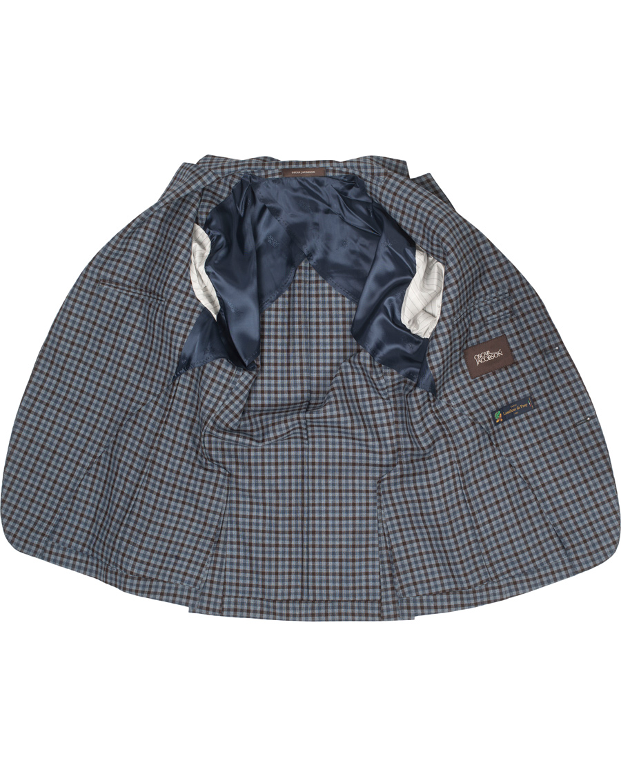 Homme | Blazers | Oscar Jacobson | Einar Check Patch Pocket Blazer Sky/Brown
