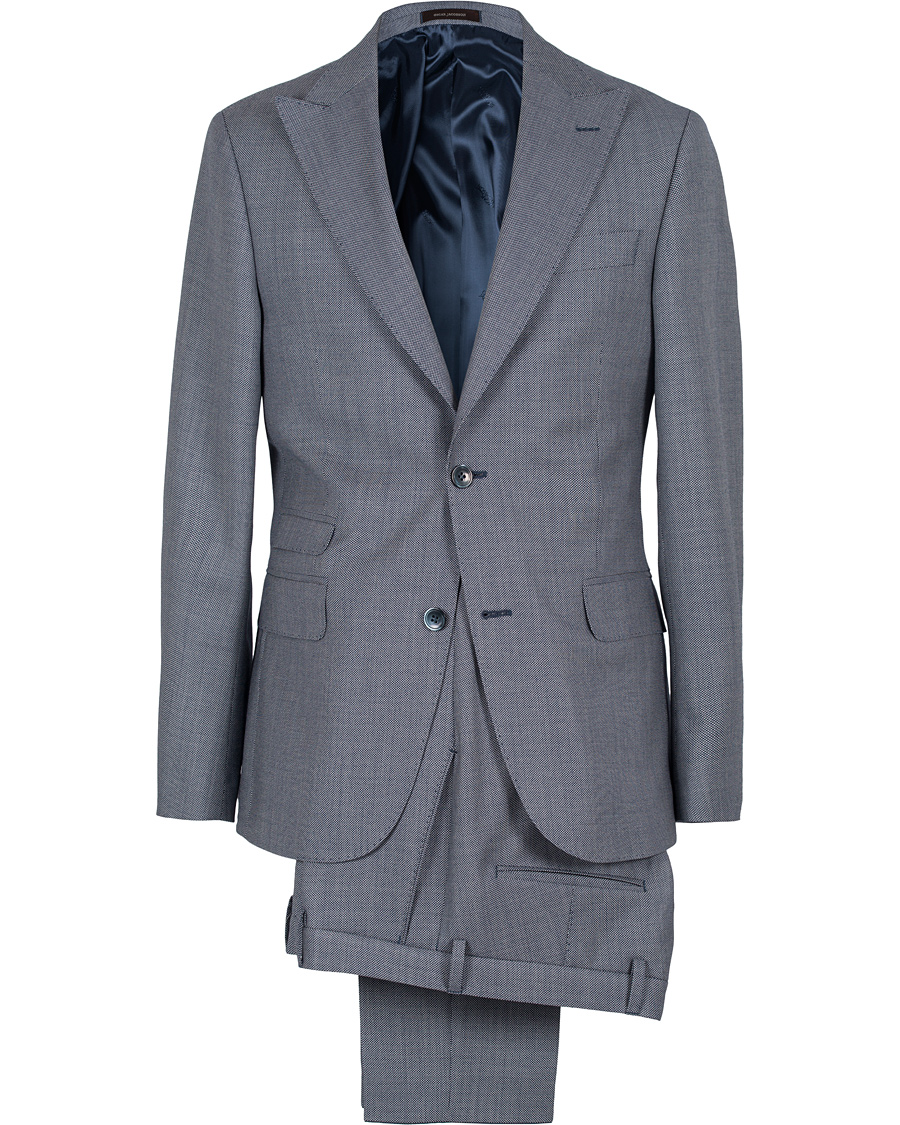 Heren | Pakken | Oscar Jacobson | Elmer Goose Eye Suit Blue/White