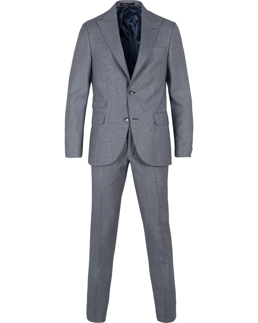 Heren | Pakken | Oscar Jacobson | Elmer Goose Eye Suit Blue/White