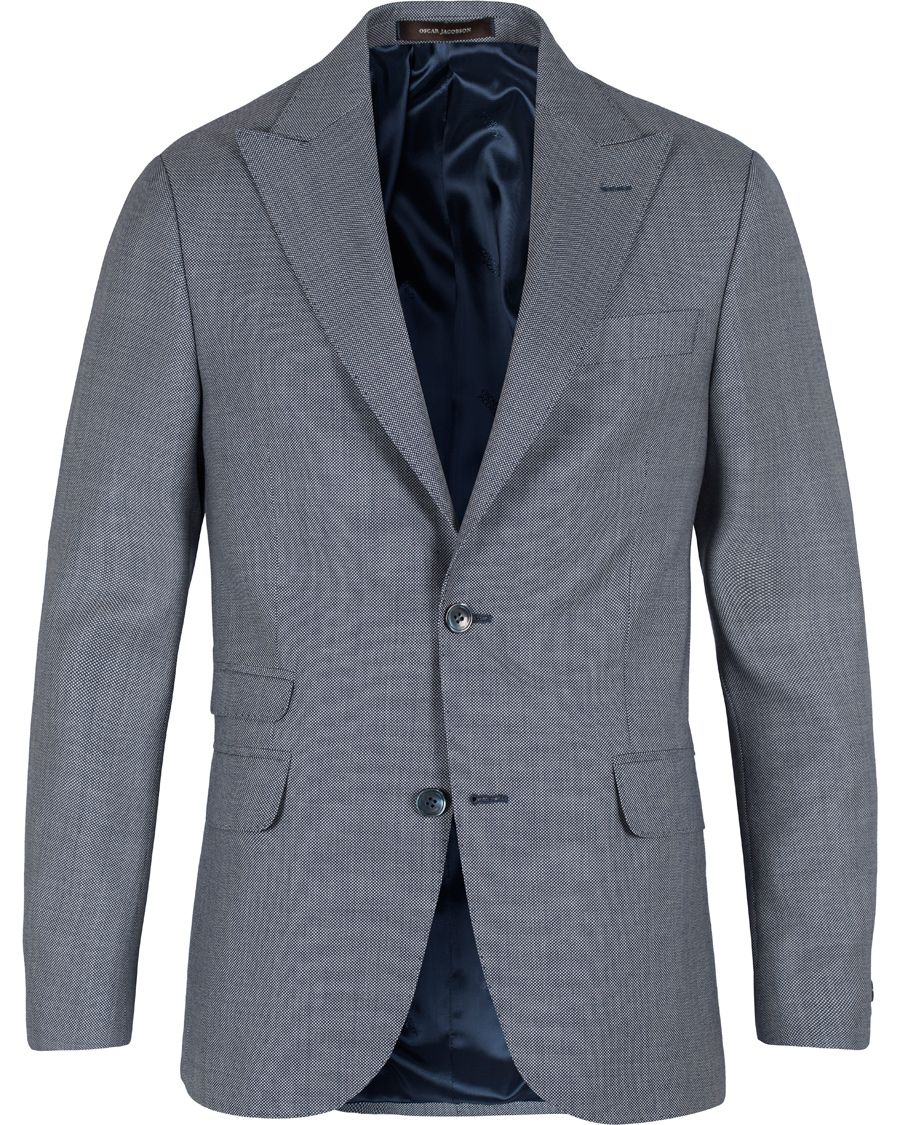 Heren | Pakken | Oscar Jacobson | Elmer Goose Eye Suit Blue/White