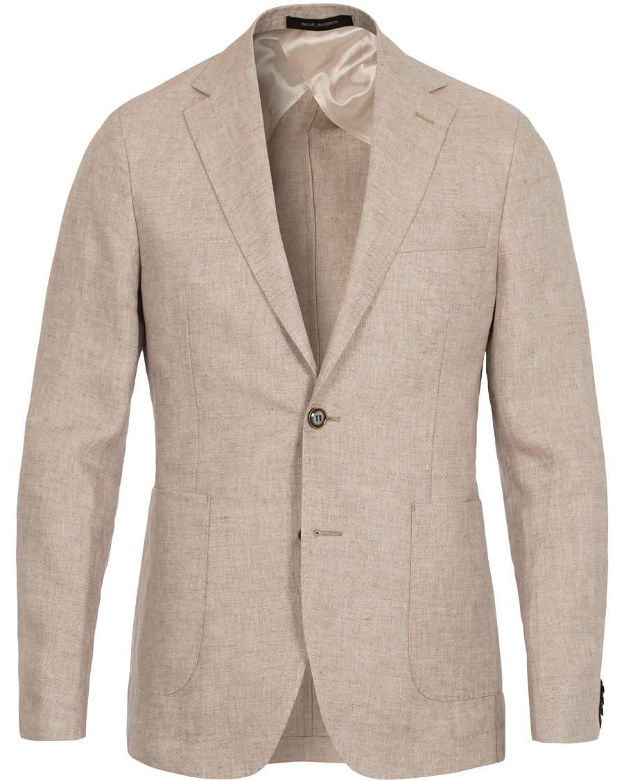 Homme | Blazers | Oscar Jacobson | Einar Linen Patch Pocket Blazer Khaki
