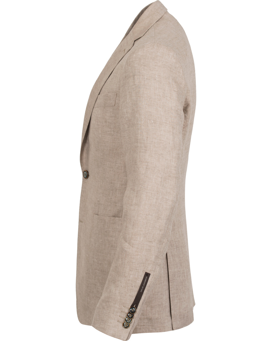 Homme | Blazers | Oscar Jacobson | Einar Linen Patch Pocket Blazer Khaki