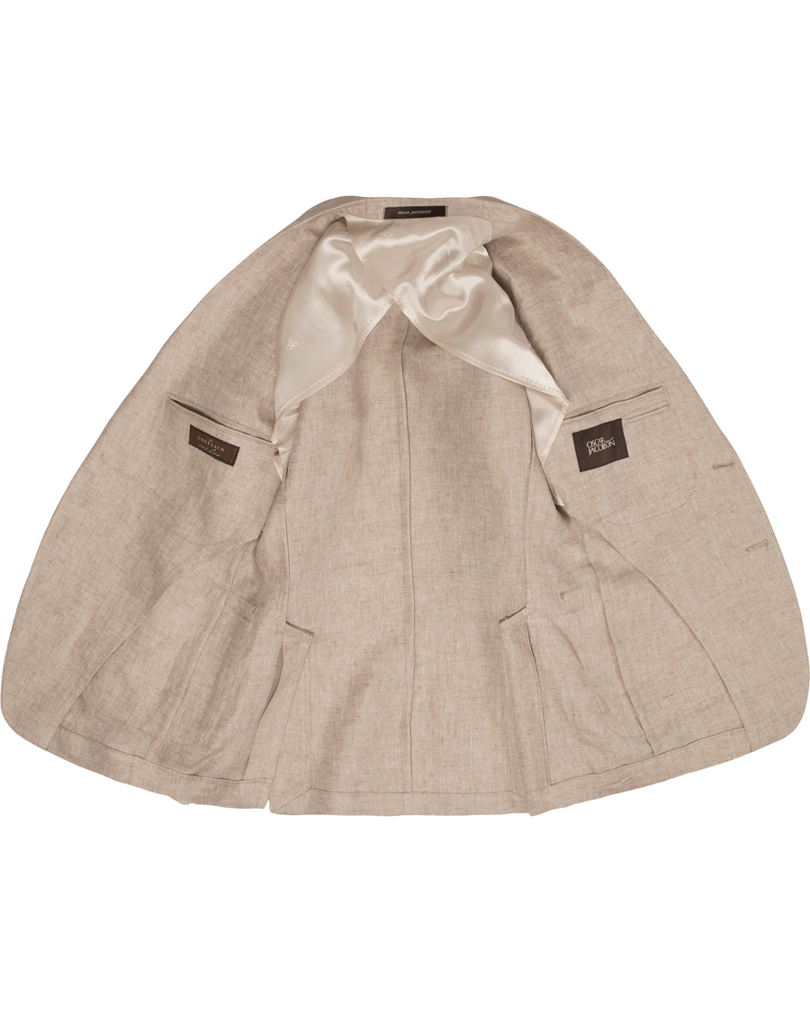 Homme | Blazers | Oscar Jacobson | Einar Linen Patch Pocket Blazer Khaki