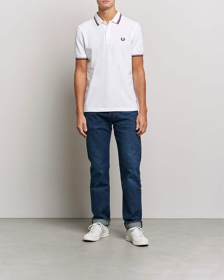 Homme | Polos | Fred Perry | Twin Tipped Polo Shirt White