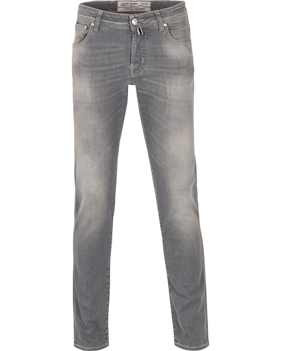 Homme | Jeans | Jacob Cohën | 622 Washed Slim Jeans Light Grey