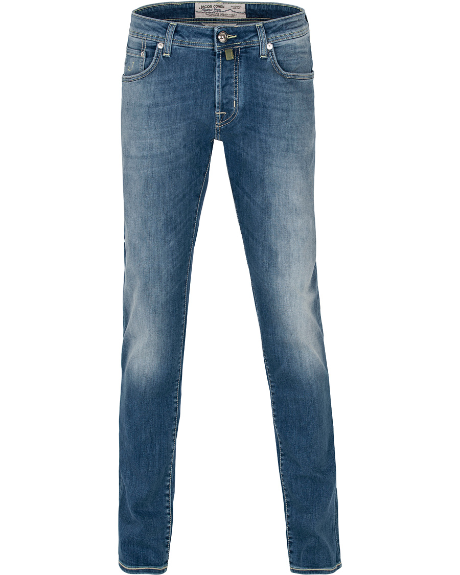 Homme | Jeans | Jacob Cohën | 622 Washed Slim Jeans Light Blue