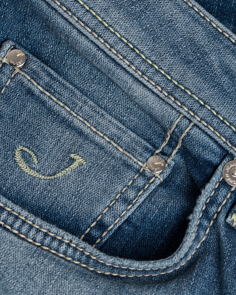 Homme | Jeans | Jacob Cohën | 622 Washed Slim Jeans Light Blue