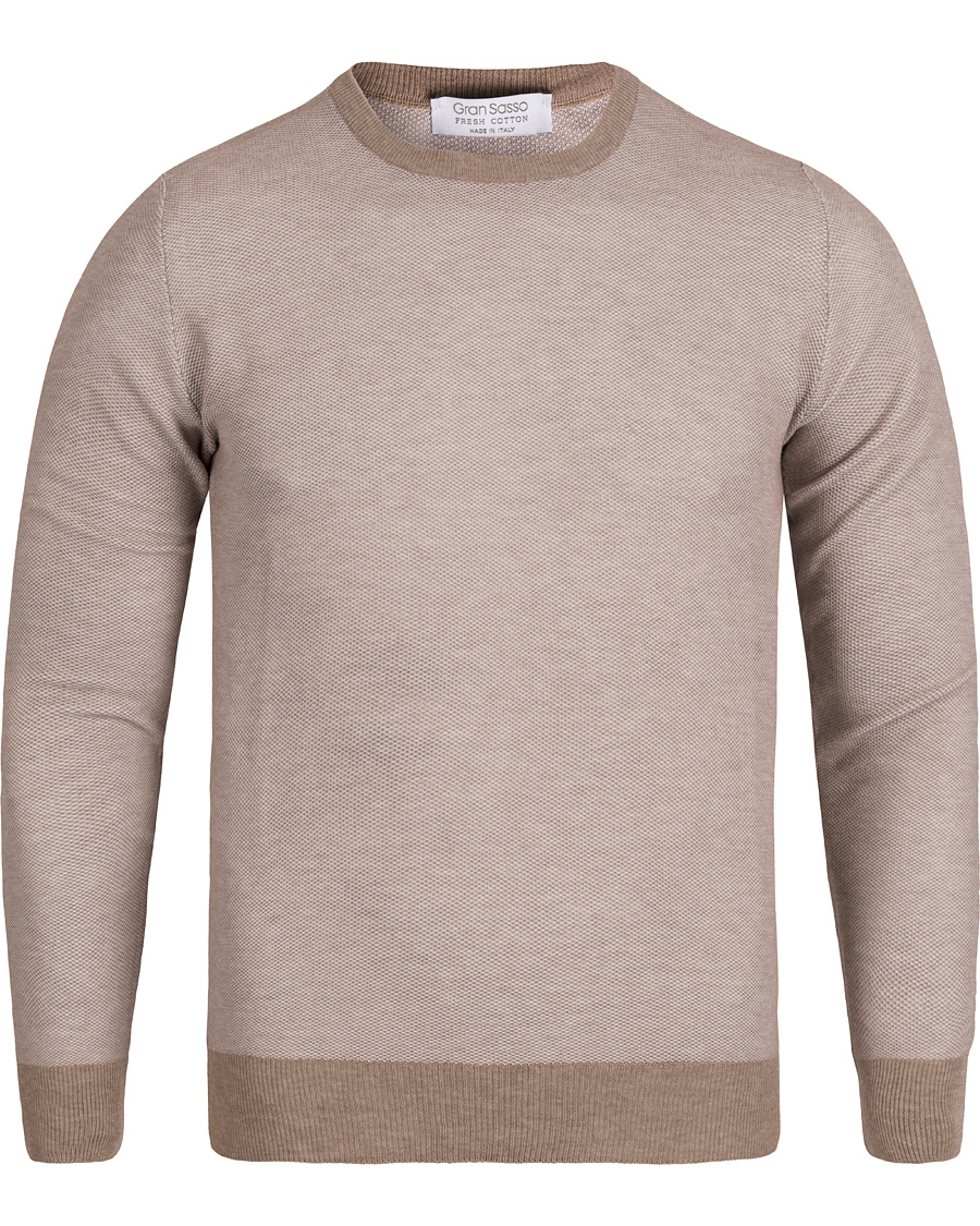 Homme | Pulls Et Tricots | Gran Sasso | Fresh Cotton Structure Crew Neck Beige