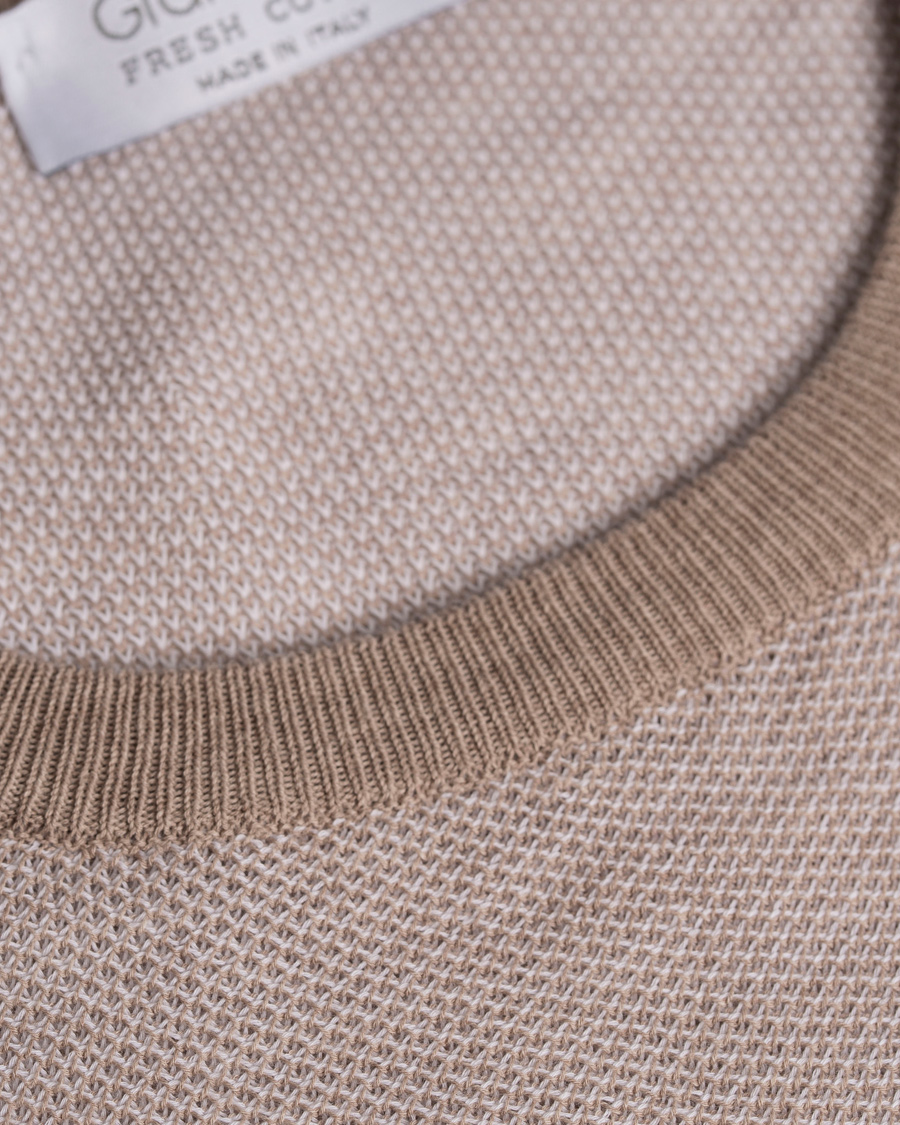 Homme | Pulls Et Tricots | Gran Sasso | Fresh Cotton Structure Crew Neck Beige