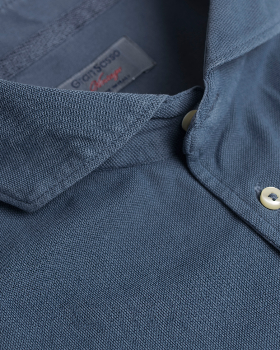 Homme | Chemises | Gran Sasso | Washed Knitted Oxford Shirt Blue