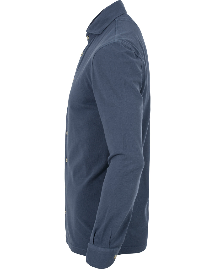 Homme | Chemises | Gran Sasso | Washed Knitted Oxford Shirt Blue