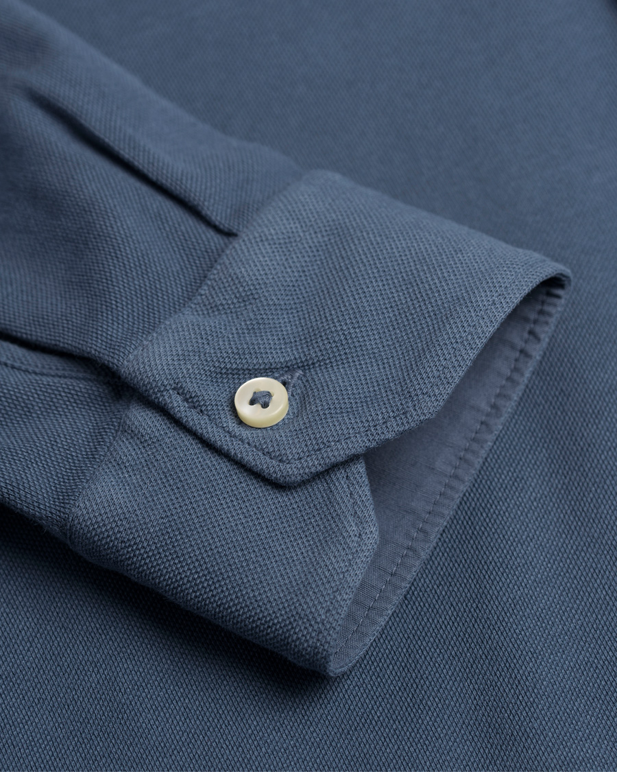 Homme | Chemises | Gran Sasso | Washed Knitted Oxford Shirt Blue
