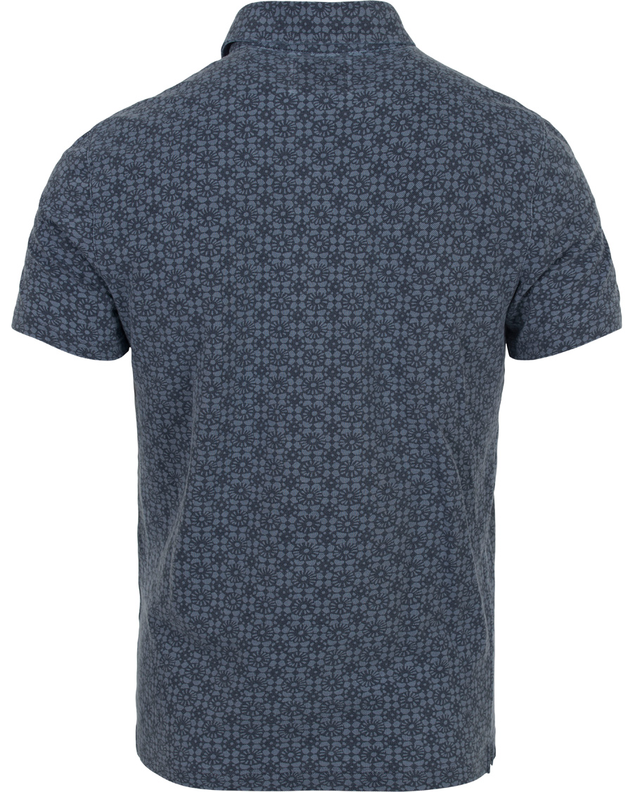 Homme | Polos | Gran Sasso | Printed Washed Denim Polo Blue