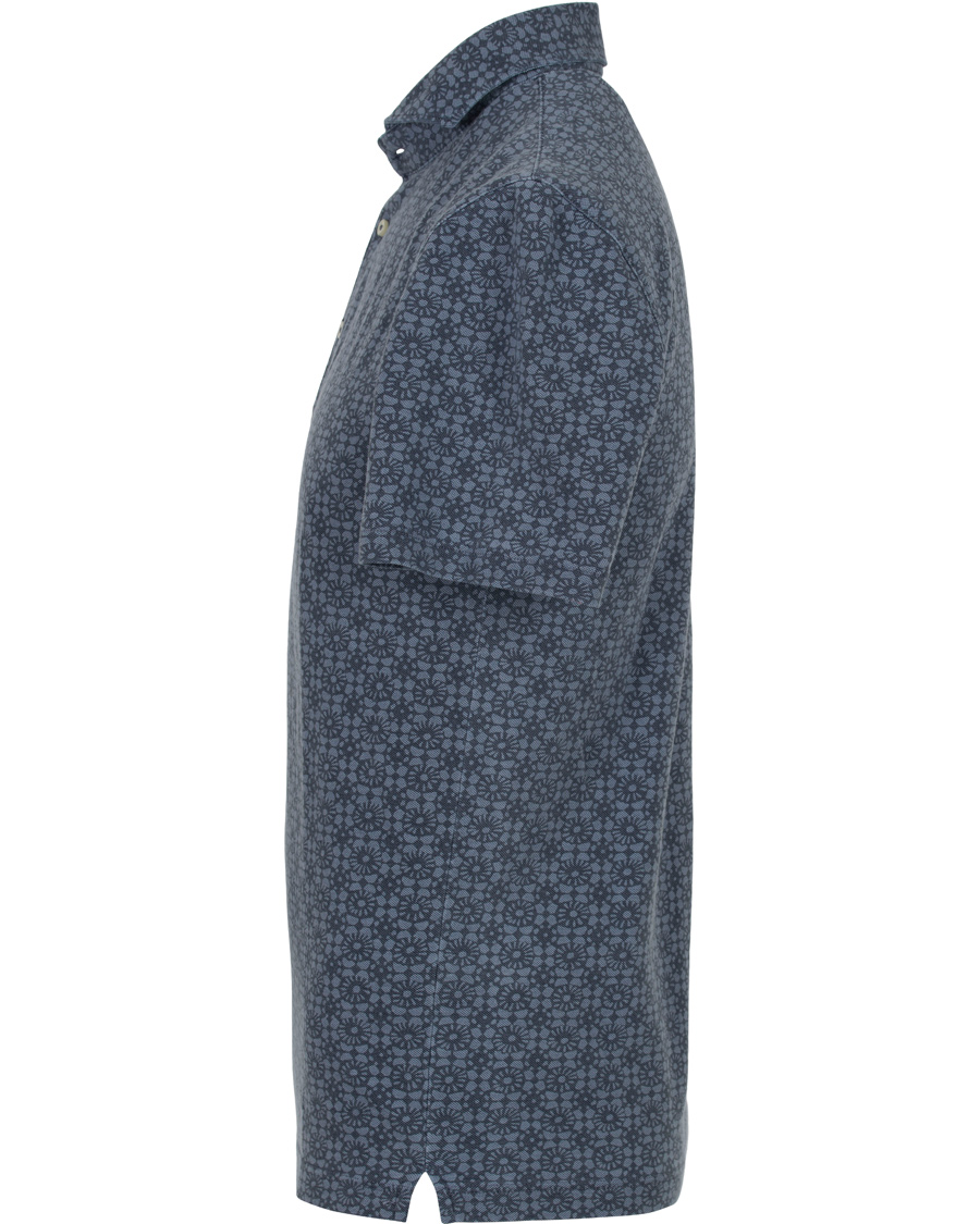 Homme | Polos | Gran Sasso | Printed Washed Denim Polo Blue