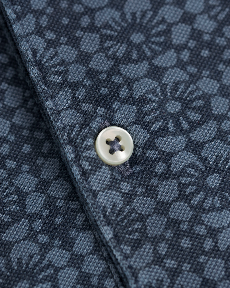 Homme | Polos | Gran Sasso | Printed Washed Denim Polo Blue
