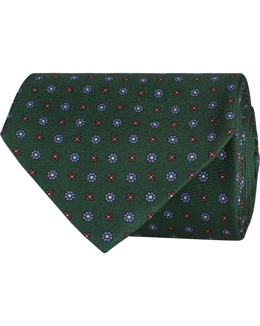 Homme | Oscar Jacobson Printed Medallion Silk 8,5 cm Tie Green | Oscar Jacobson | Printed Medallion Silk 8,5 cm Tie Green