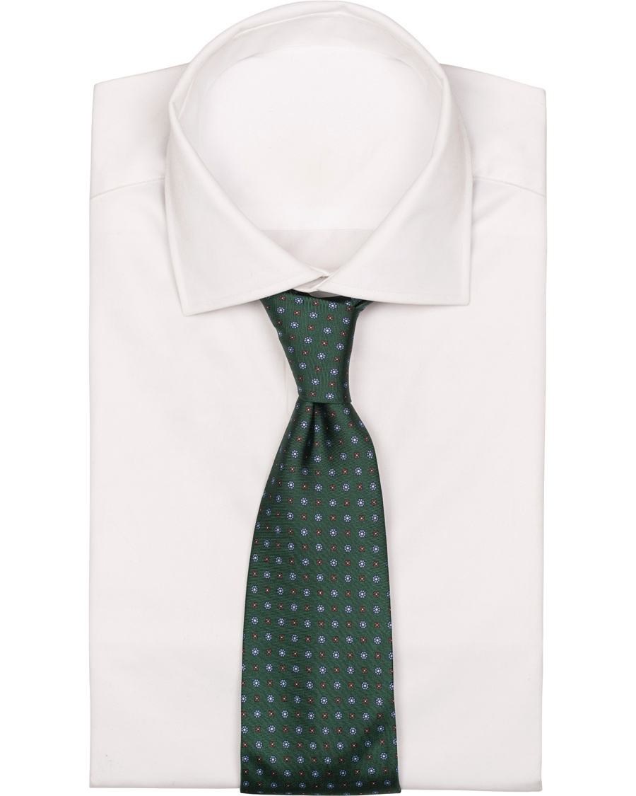 Homme | Oscar Jacobson Printed Medallion Silk 8,5 cm Tie Green | Oscar Jacobson | Printed Medallion Silk 8,5 cm Tie Green
