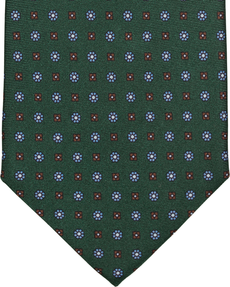 Homme | Oscar Jacobson Printed Medallion Silk 8,5 cm Tie Green | Oscar Jacobson | Printed Medallion Silk 8,5 cm Tie Green
