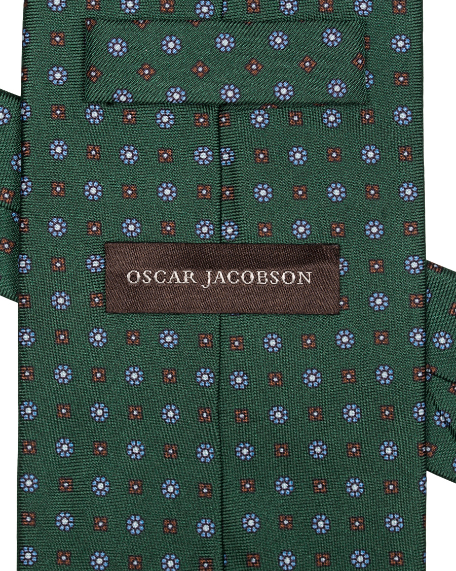 Homme | Oscar Jacobson Printed Medallion Silk 8,5 cm Tie Green | Oscar Jacobson | Printed Medallion Silk 8,5 cm Tie Green