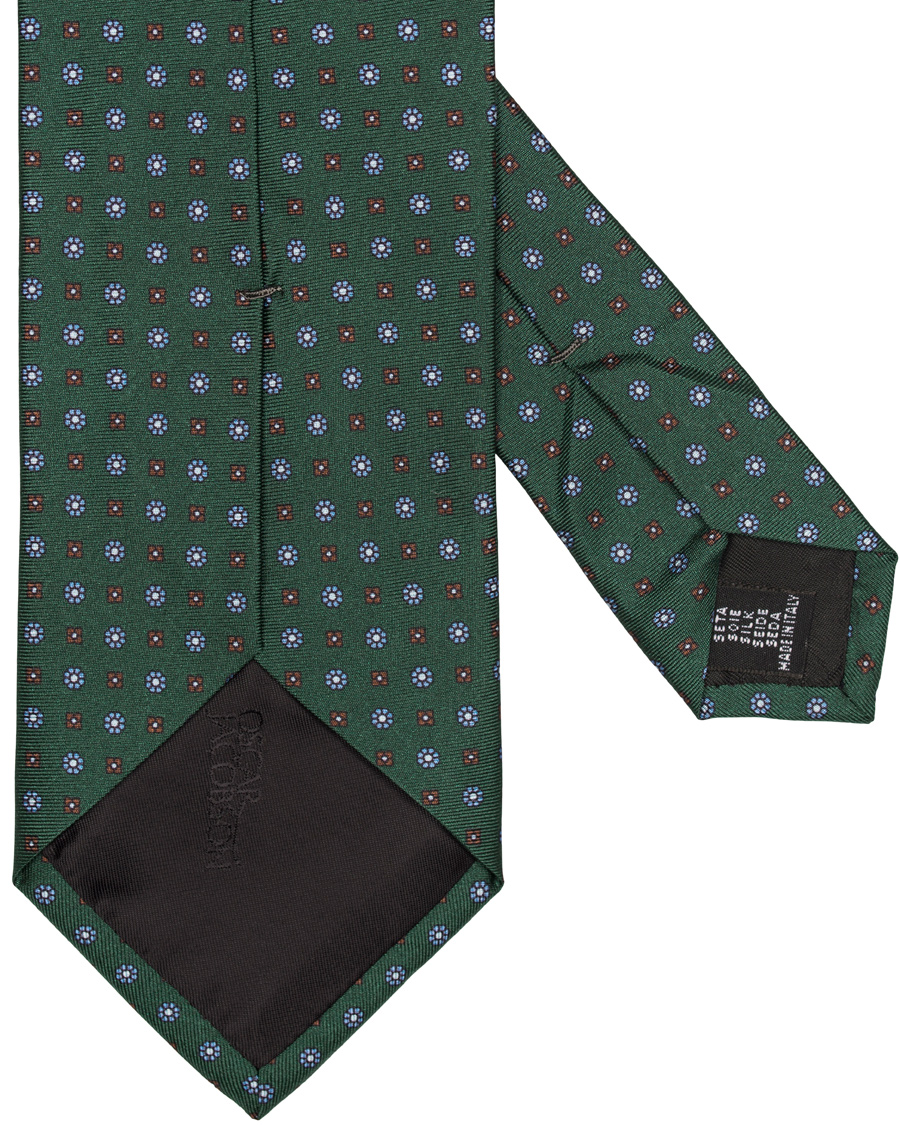 Homme | Oscar Jacobson Printed Medallion Silk 8,5 cm Tie Green | Oscar Jacobson | Printed Medallion Silk 8,5 cm Tie Green