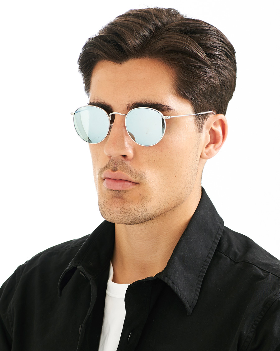 Homme | Ray-Ban 0RB3447 Round Sunglasses Matte Silver/Silver Mirror | Ray-Ban | 0RB3447 Round Sunglasses Matte Silver/Silver Mirror