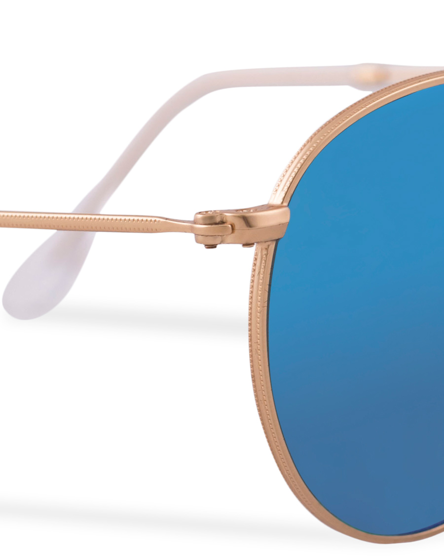 Homme | Ray-Ban 0RB3447 Polarized Round Sunglasses Matte Gold/Blue Mirror | Ray-Ban | 0RB3447 Polarized Round Sunglasses Matte Gold/Blue Mirror
