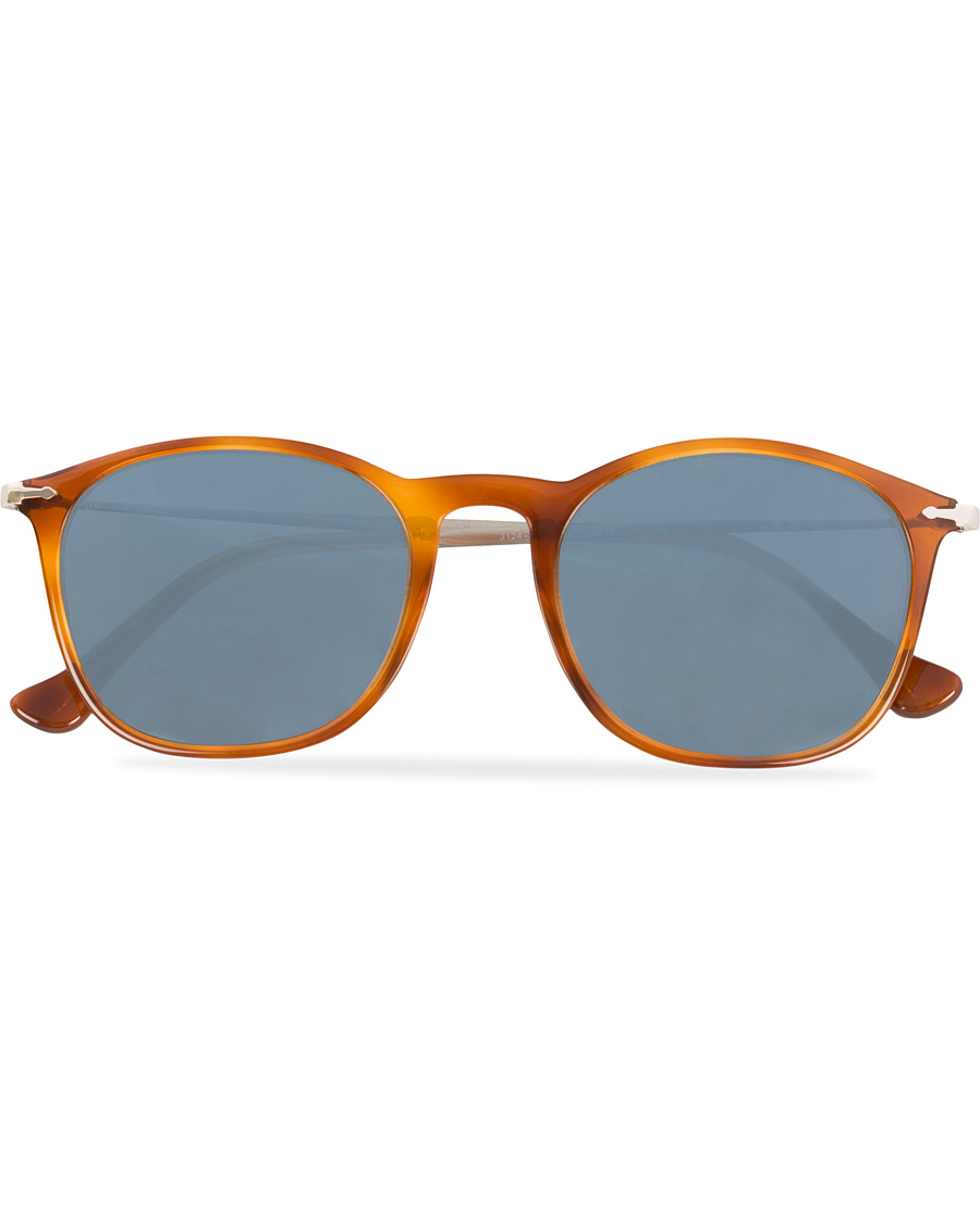 Homme | Persol 0PO3124S Round Sunglasses Light Havana/Silver Mirror | Persol | 0PO3124S Round Sunglasses Light Havana/Silver Mirror