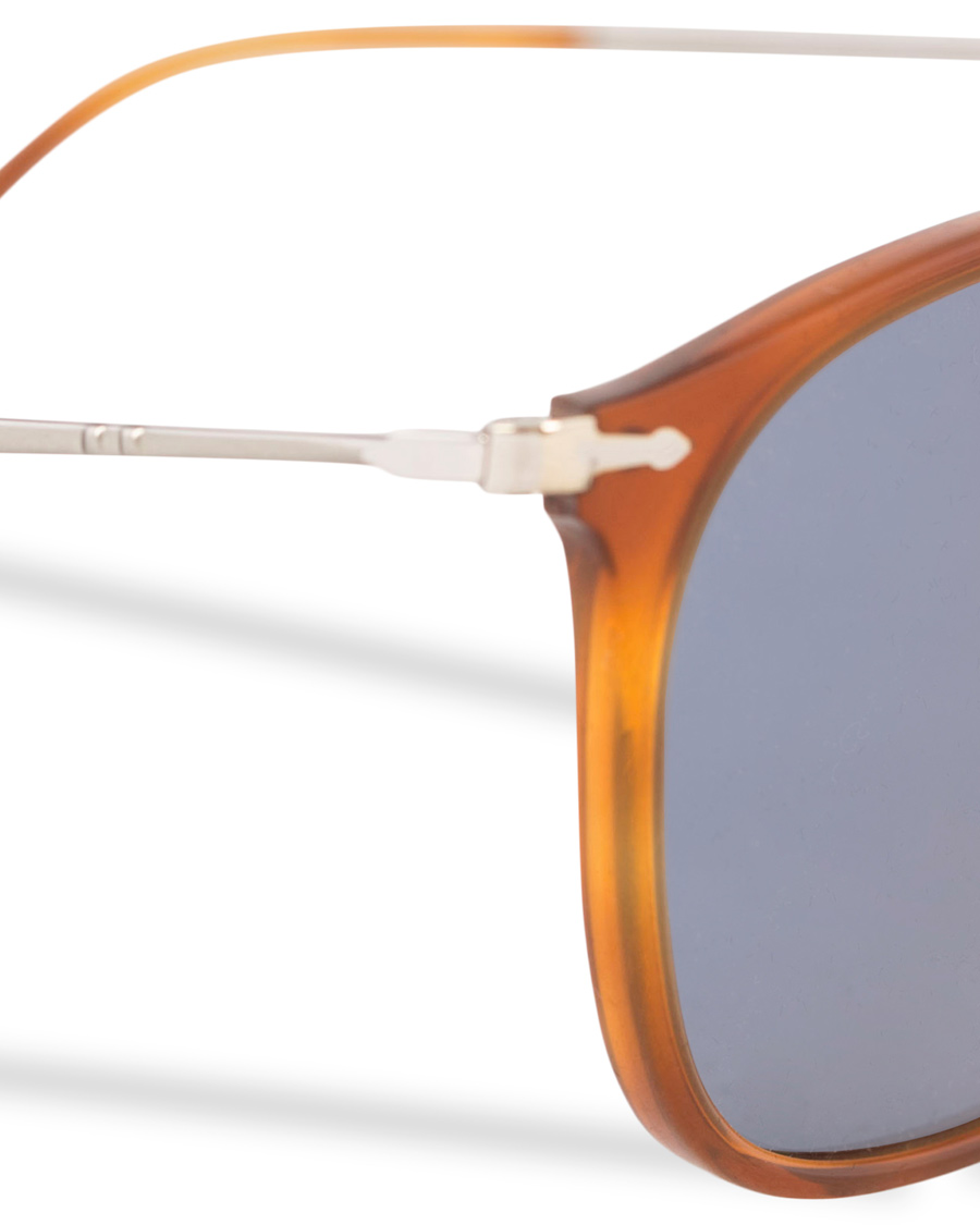 Homme | Persol 0PO3124S Round Sunglasses Light Havana/Silver Mirror | Persol | 0PO3124S Round Sunglasses Light Havana/Silver Mirror