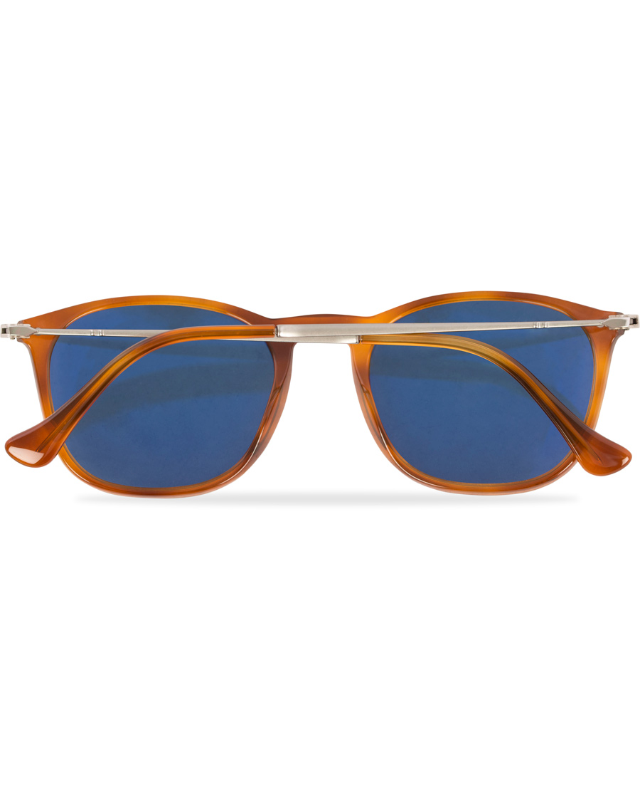 Homme | Persol 0PO3124S Round Sunglasses Light Havana/Silver Mirror | Persol | 0PO3124S Round Sunglasses Light Havana/Silver Mirror
