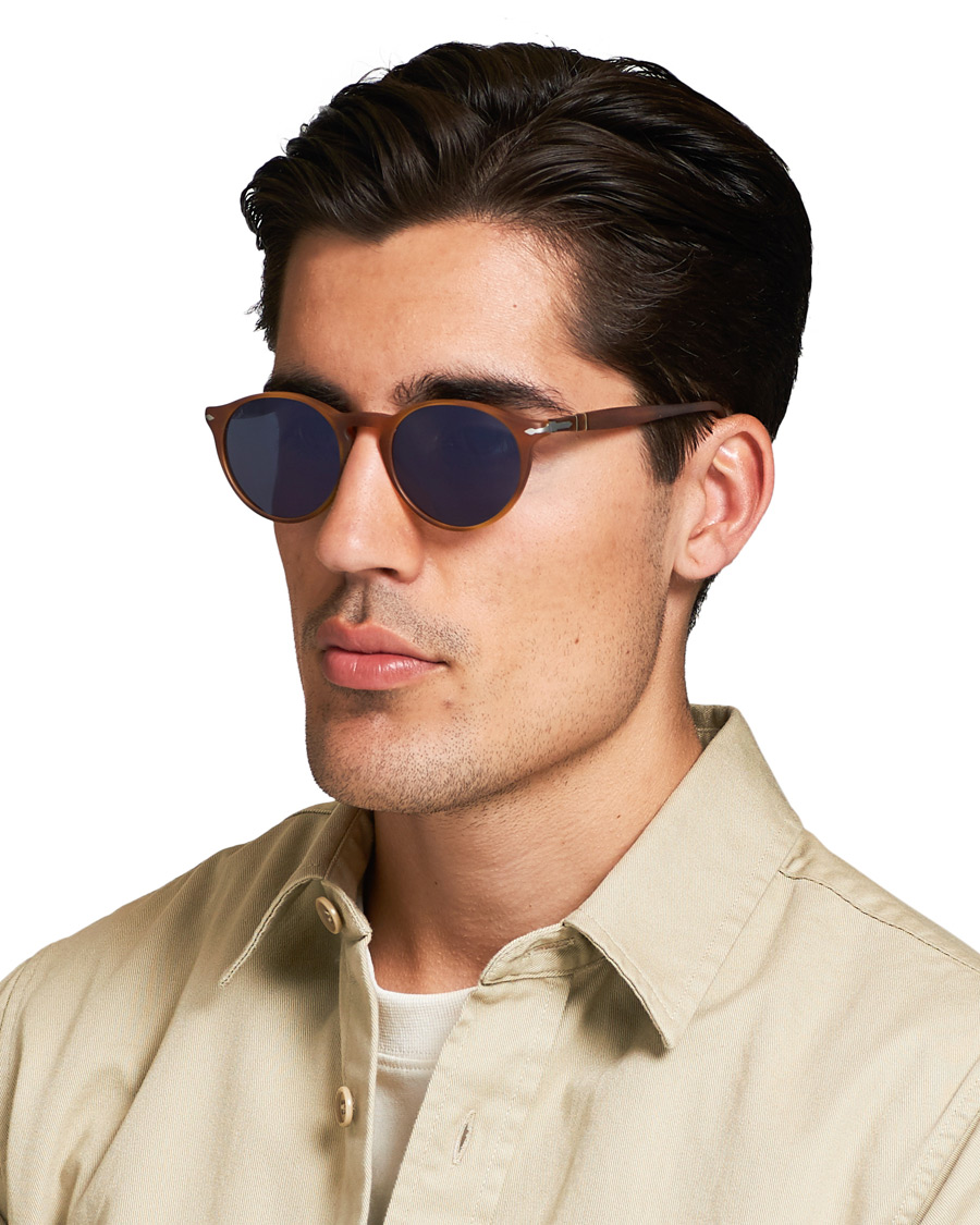 Homme | Persol 0PO3092SM Round Sunglasses Terra Di Siena/Blue Mirror | Persol | 0PO3092SM Round Sunglasses Terra Di Siena/Blue Mirror
