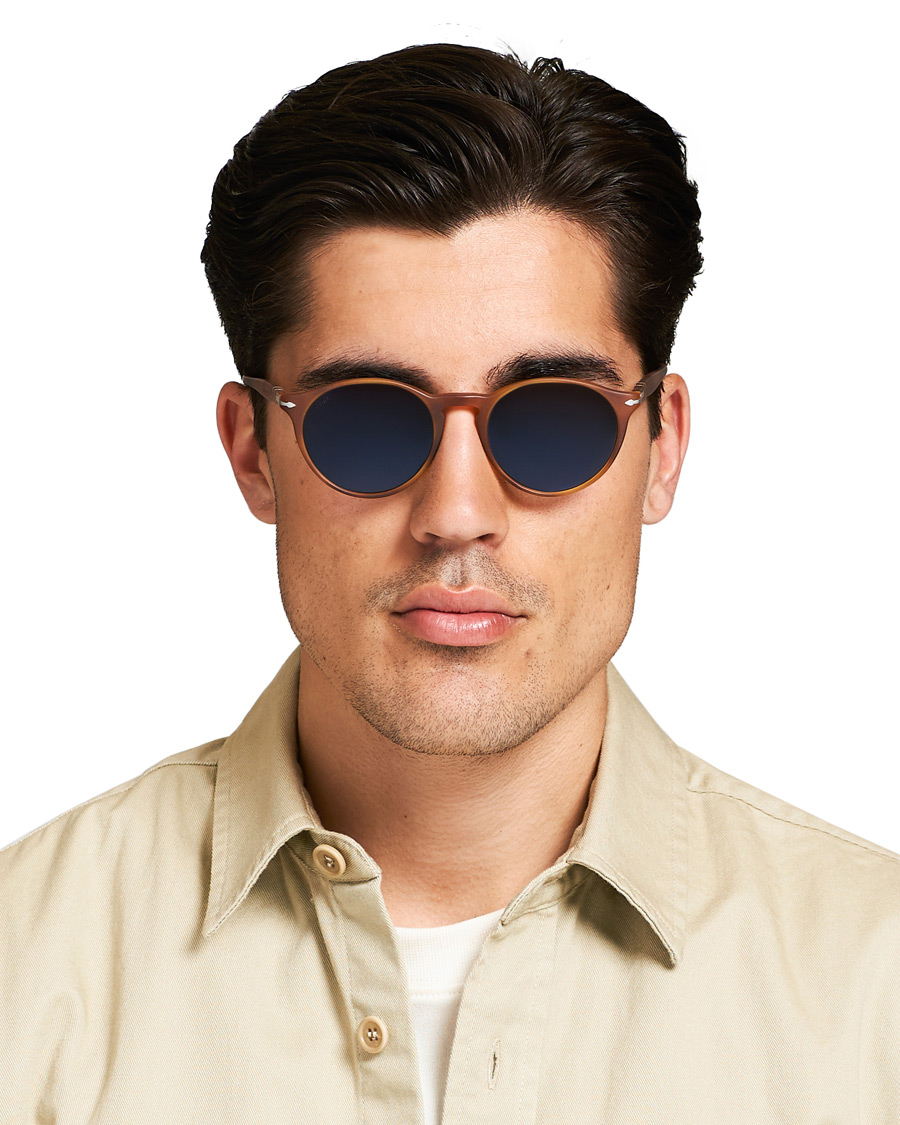 Homme | Persol 0PO3092SM Round Sunglasses Terra Di Siena/Blue Mirror | Persol | 0PO3092SM Round Sunglasses Terra Di Siena/Blue Mirror