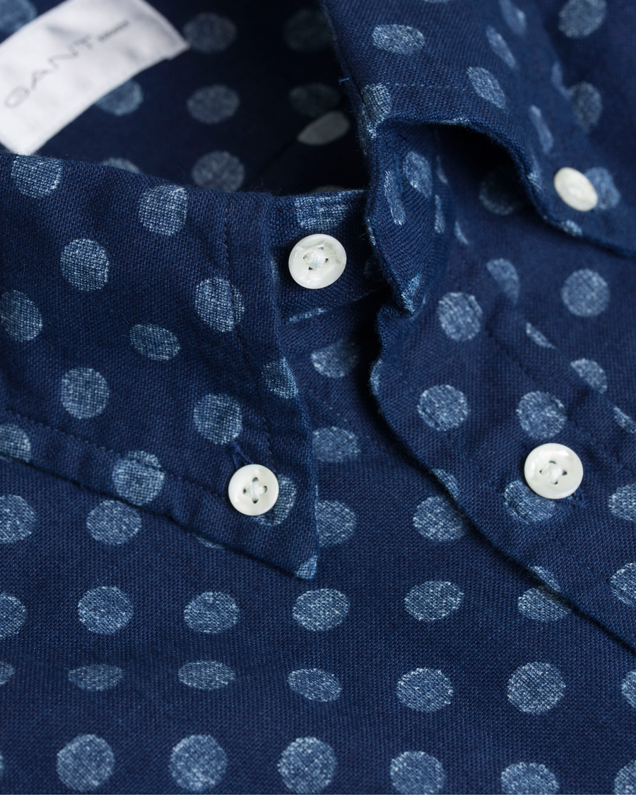 Homme | Chemises | GANT Rugger | Oxford Polka Dot Hugger Fit Shirt Dark Indigo