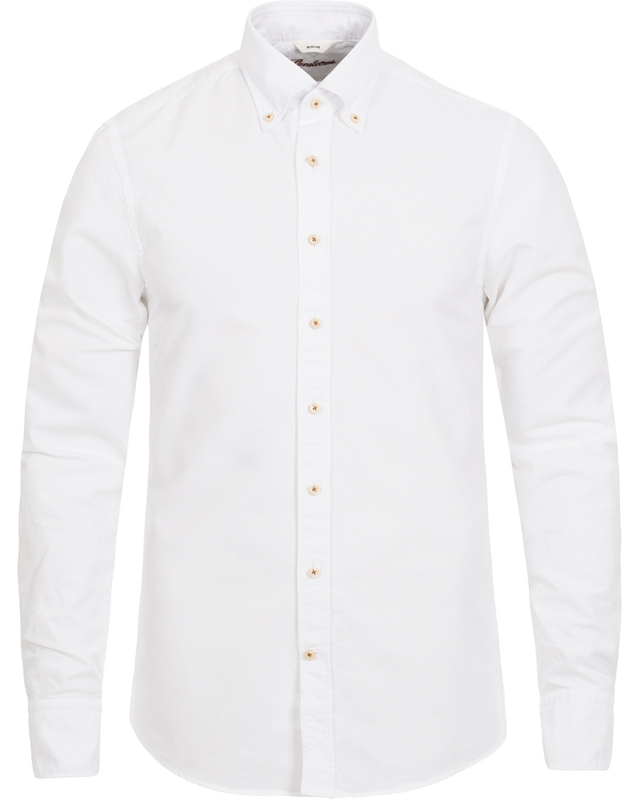 Heren | Overhemden | Stenströms | Slimline Button Down Oxford Shirt White