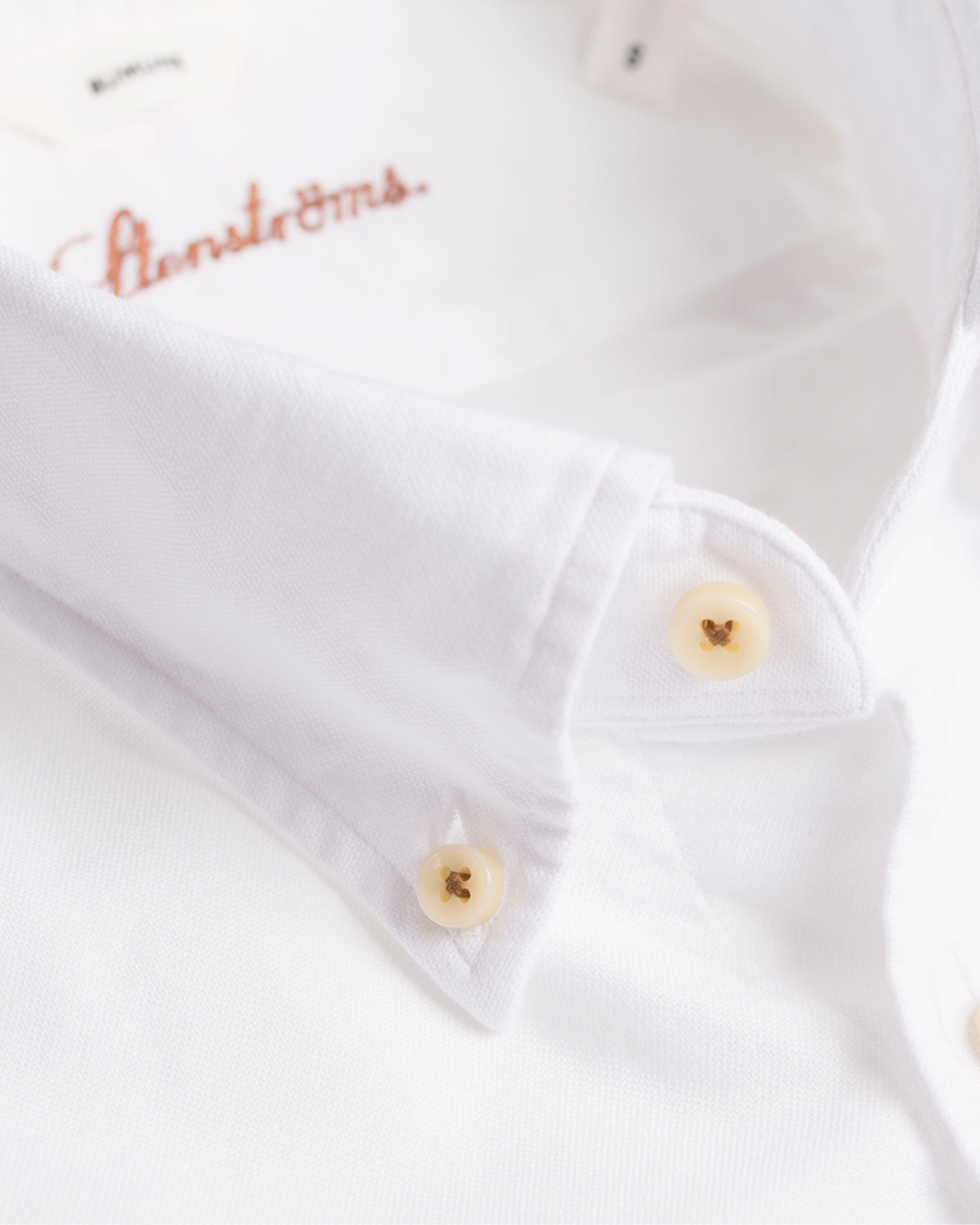 Heren | Overhemden | Stenströms | Slimline Button Down Oxford Shirt White