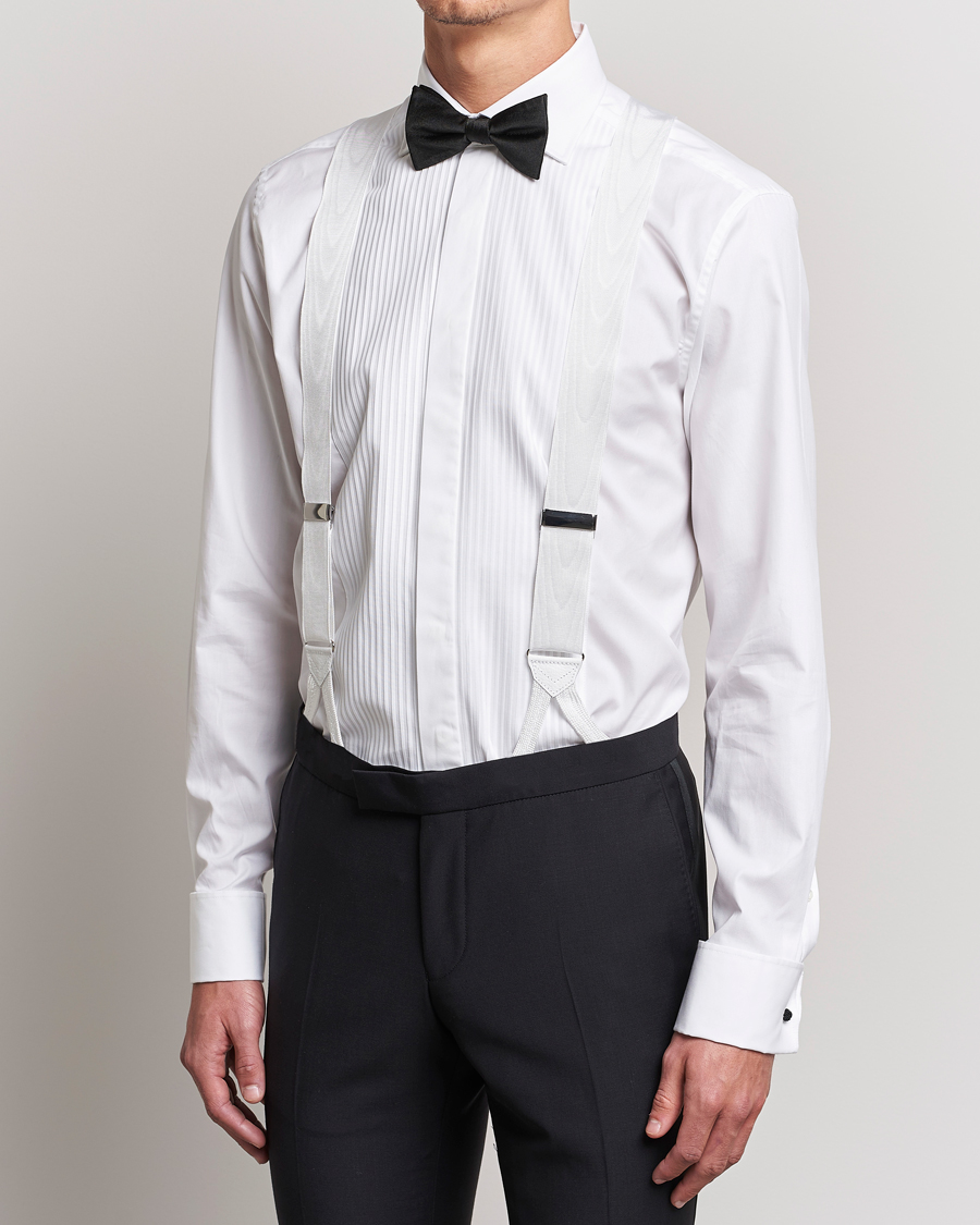 Homme | Albert Thurston Moiré Braces 40mm White | Albert Thurston | Moiré Braces 40mm White