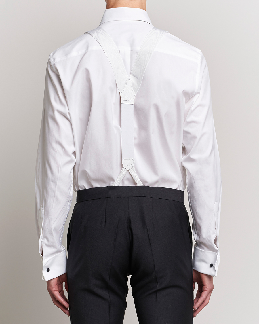 Homme | Albert Thurston Moiré Braces 40mm White | Albert Thurston | Moiré Braces 40mm White