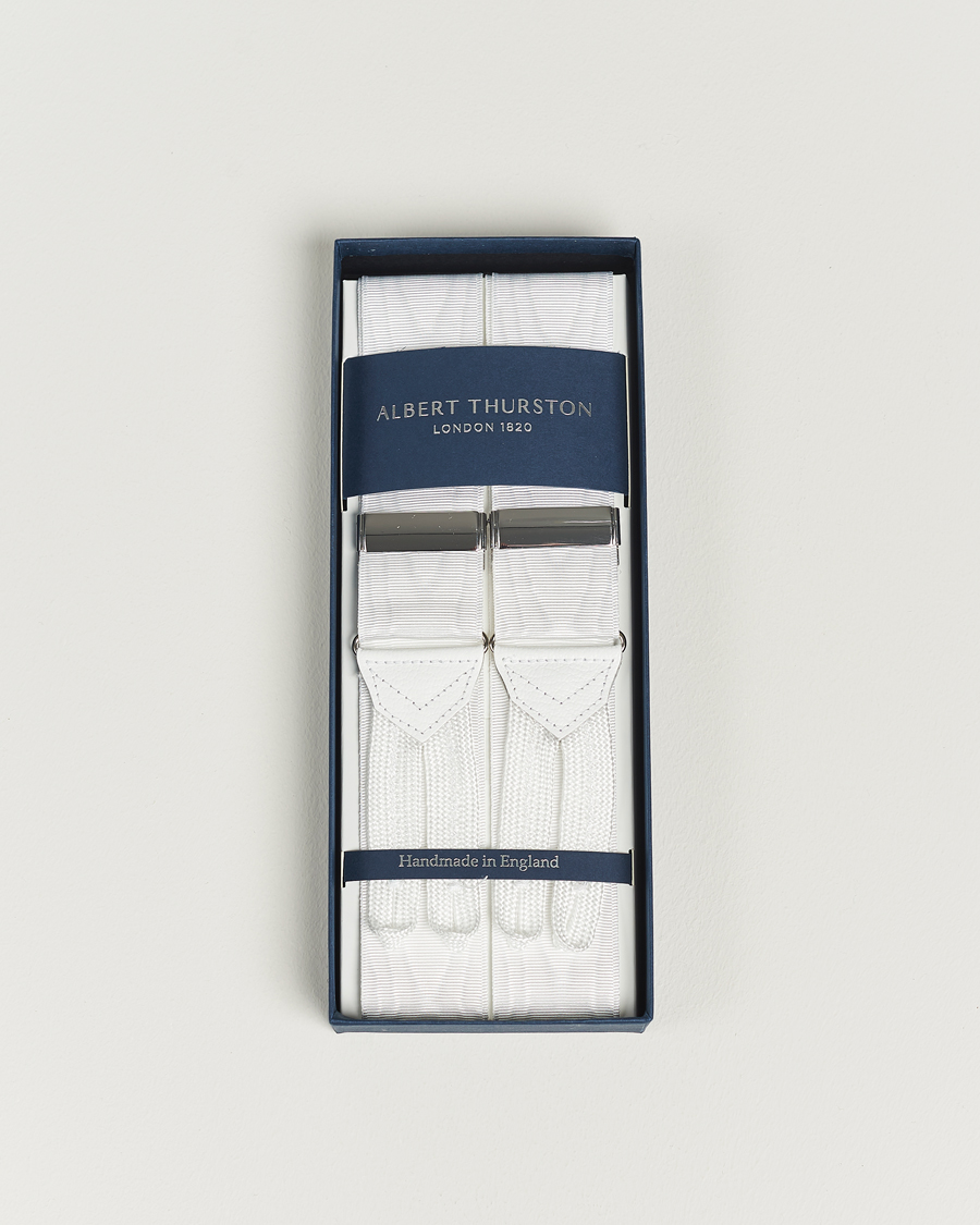 Homme | Albert Thurston Moiré Braces 40mm White | Albert Thurston | Moiré Braces 40mm White