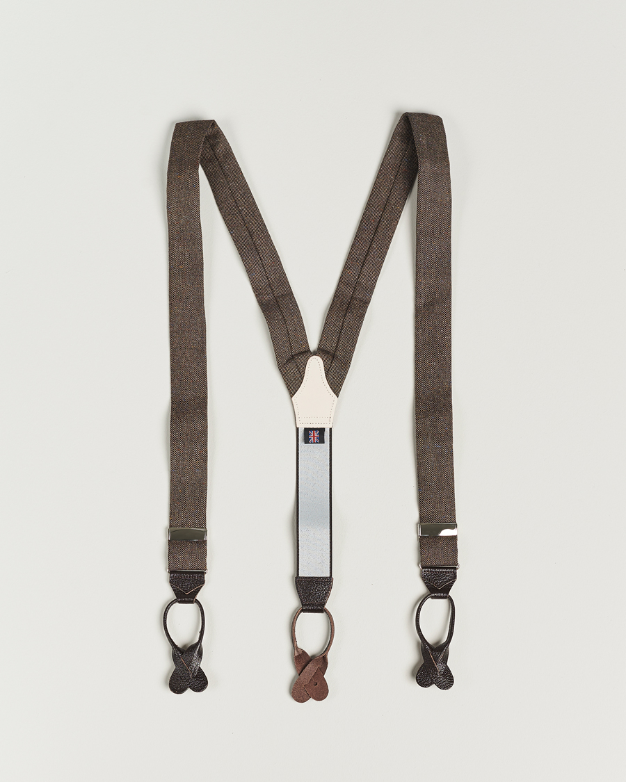 Homme | Albert Thurston Donegal Tweed Braces 40mm Dark Brown | Albert Thurston | Donegal Tweed Braces 40mm Dark Brown