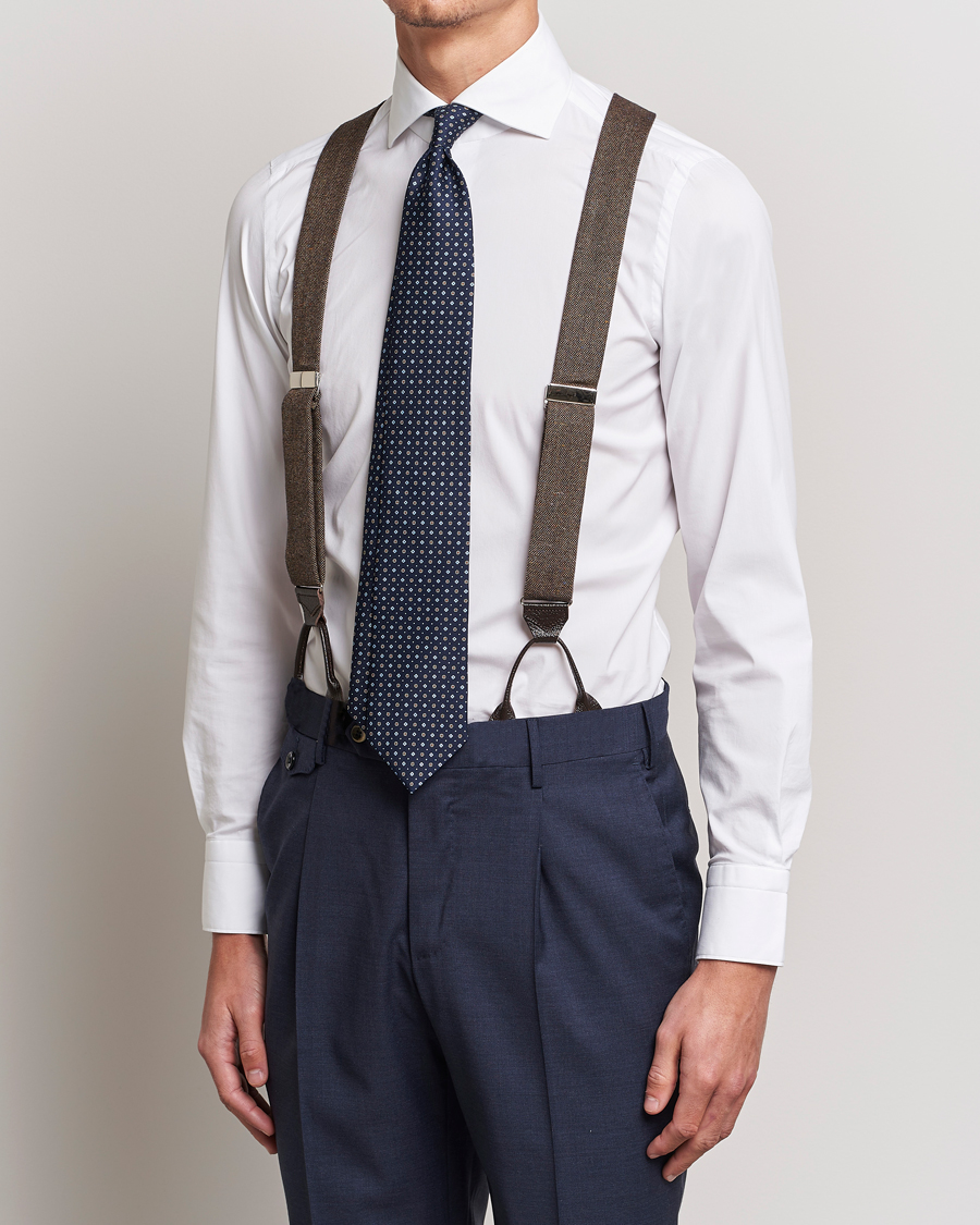 Homme | Albert Thurston Donegal Tweed Braces 40mm Dark Brown | Albert Thurston | Donegal Tweed Braces 40mm Dark Brown