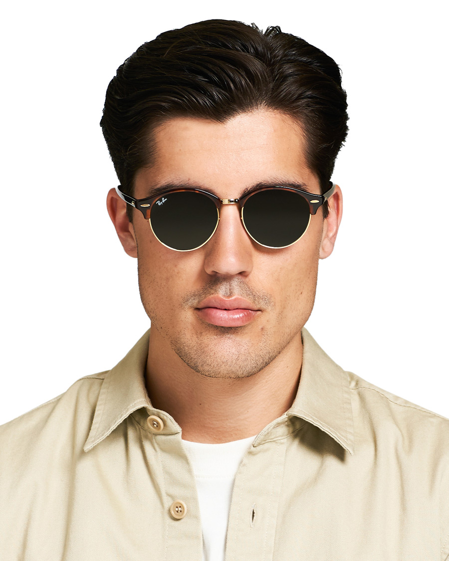 Homme | Ray-Ban 0RB4246 Clubround Sunglasses Red Havana/Green | Ray-Ban | 0RB4246 Clubround Sunglasses Red Havana/Green