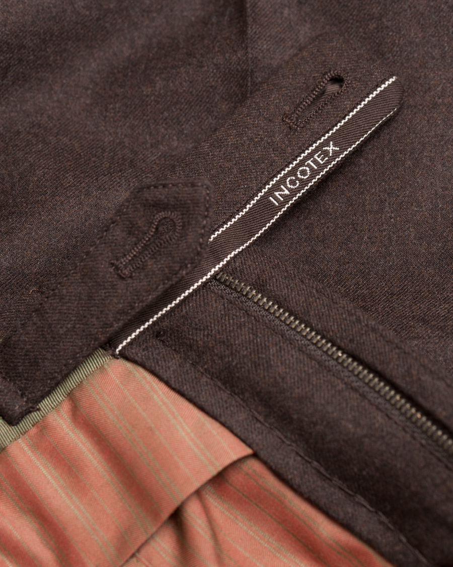 Homme | Pantalons | Incotex | Super 100´s Light Flannel Trousers Dark Brown