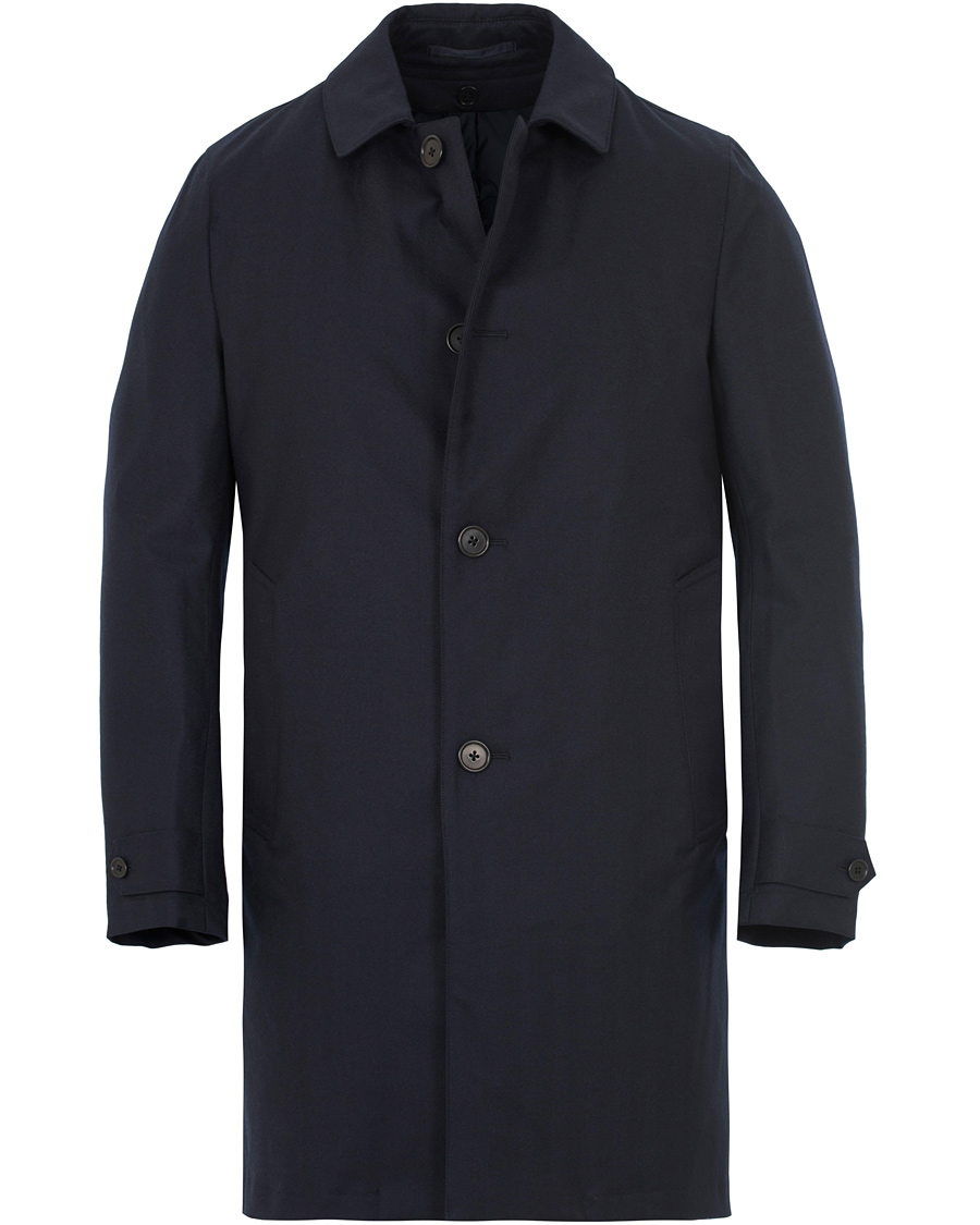 Homme | Manteaux Et Vestes | Aspesi | Herringbone Wool Coat Dark Navy
