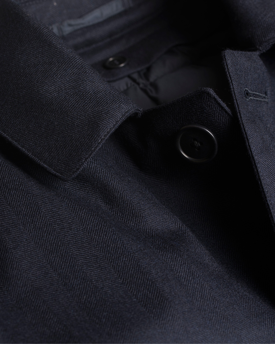 Homme | Manteaux Et Vestes | Aspesi | Herringbone Wool Coat Dark Navy