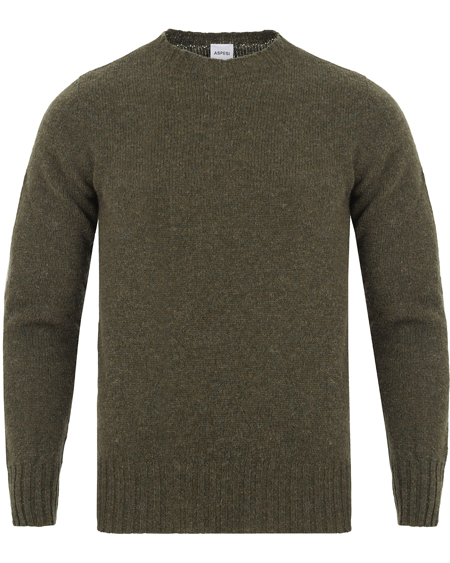 Homme | Pulls Et Tricots | Aspesi | Crew Neck Shetland Knit Moss Green
