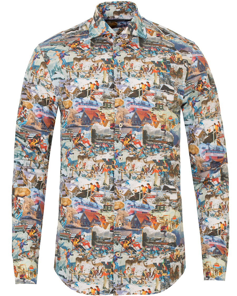 Homme | Chemises | Stenströms | Slimline Ski Print Shirt Multi