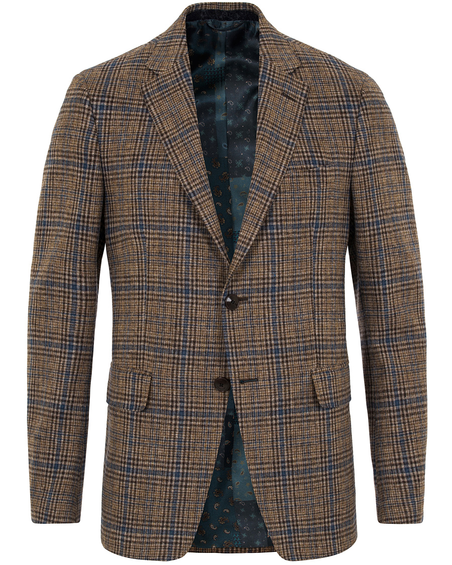 Heren | Blazers | Etro | Slim Fit Wool Check Blazer Medium Brown/Navy