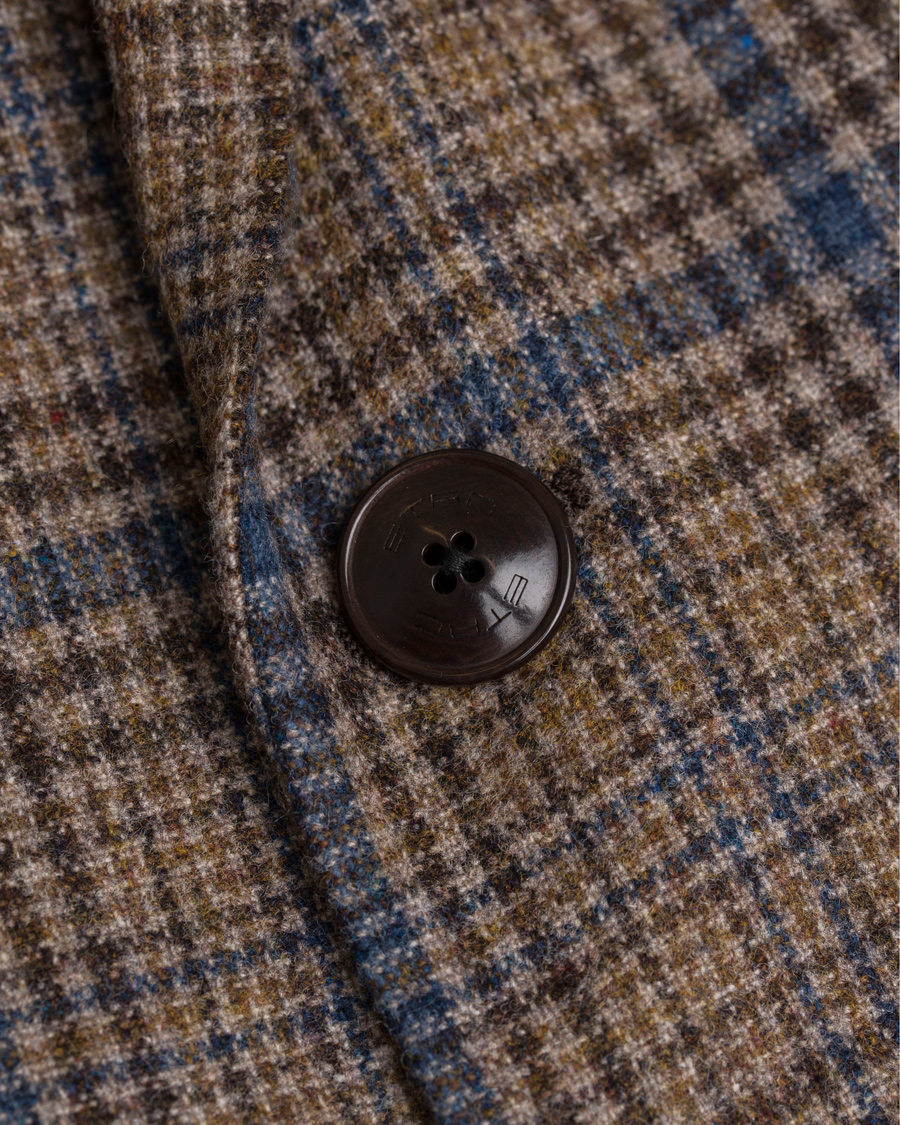 Heren | Blazers | Etro | Slim Fit Wool Check Blazer Medium Brown/Navy