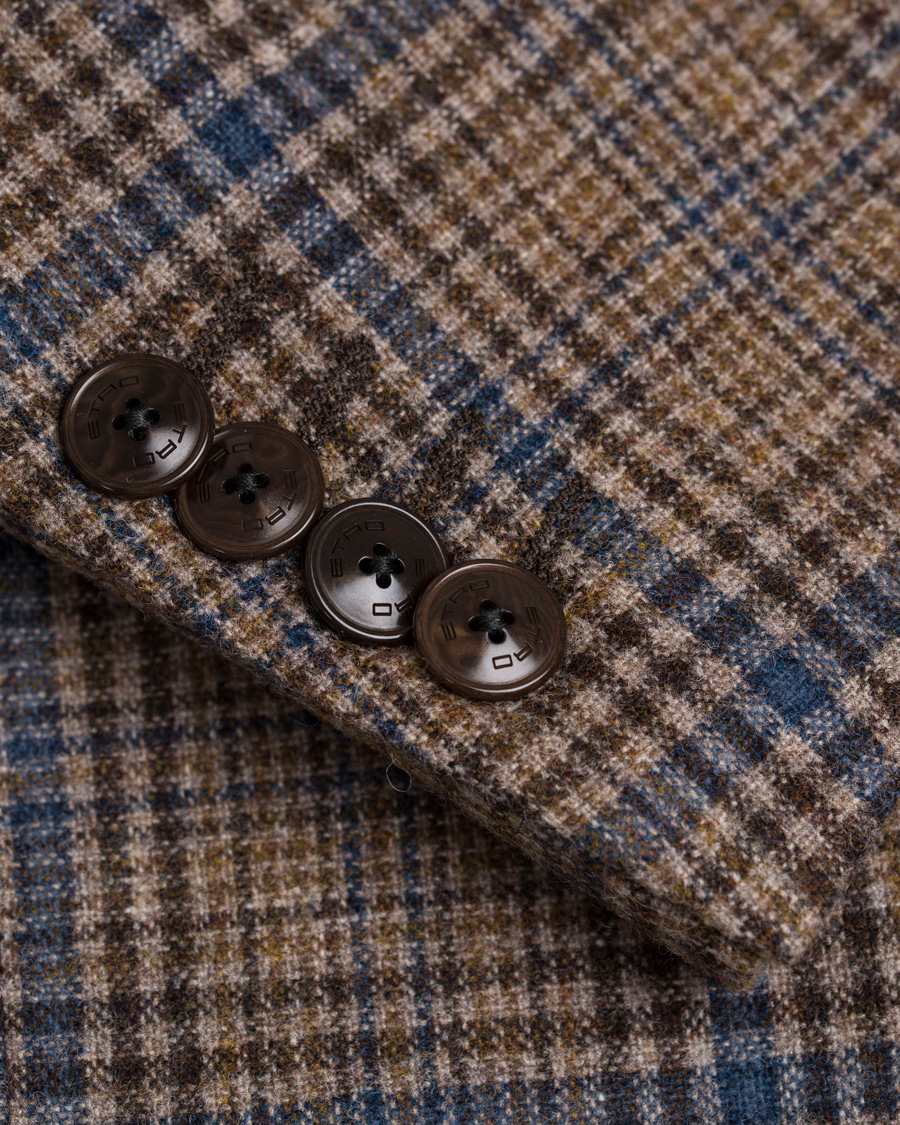 Heren | Blazers | Etro | Slim Fit Wool Check Blazer Medium Brown/Navy
