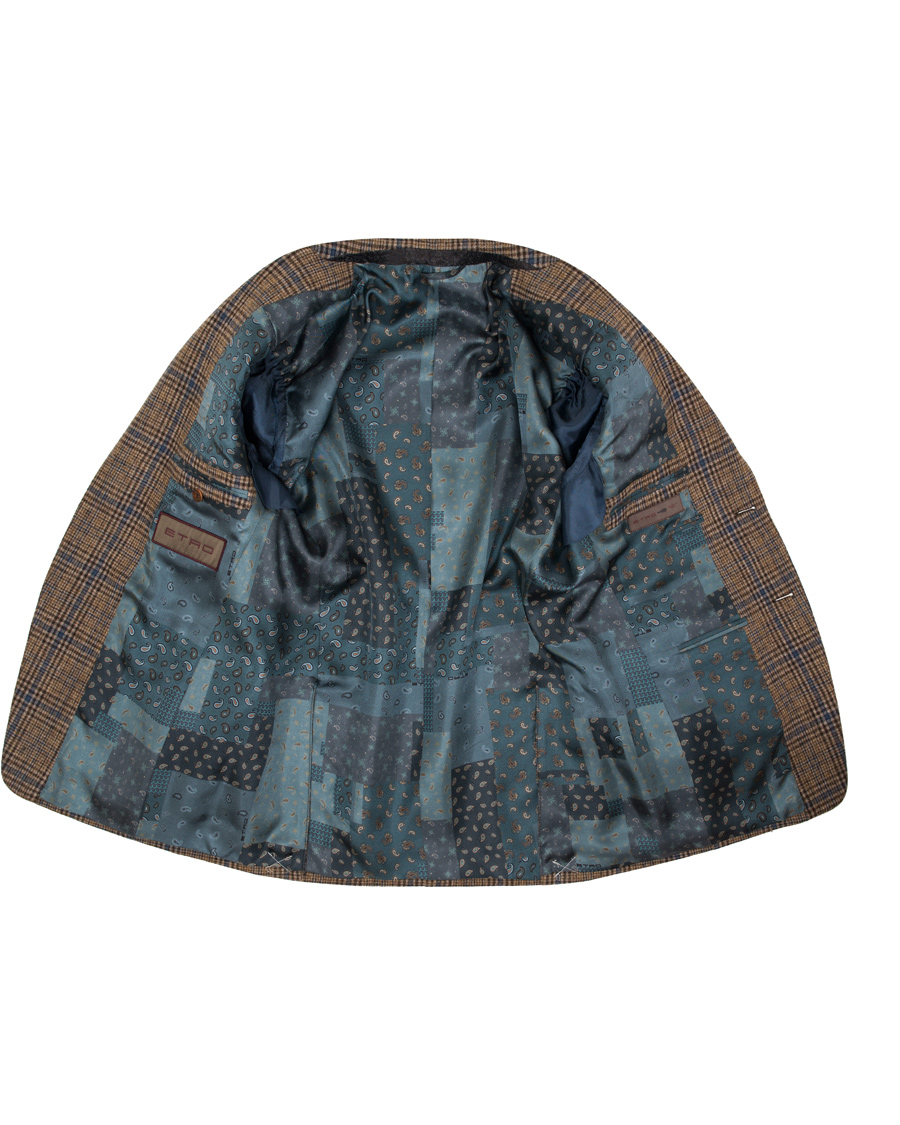 Heren | Blazers | Etro | Slim Fit Wool Check Blazer Medium Brown/Navy