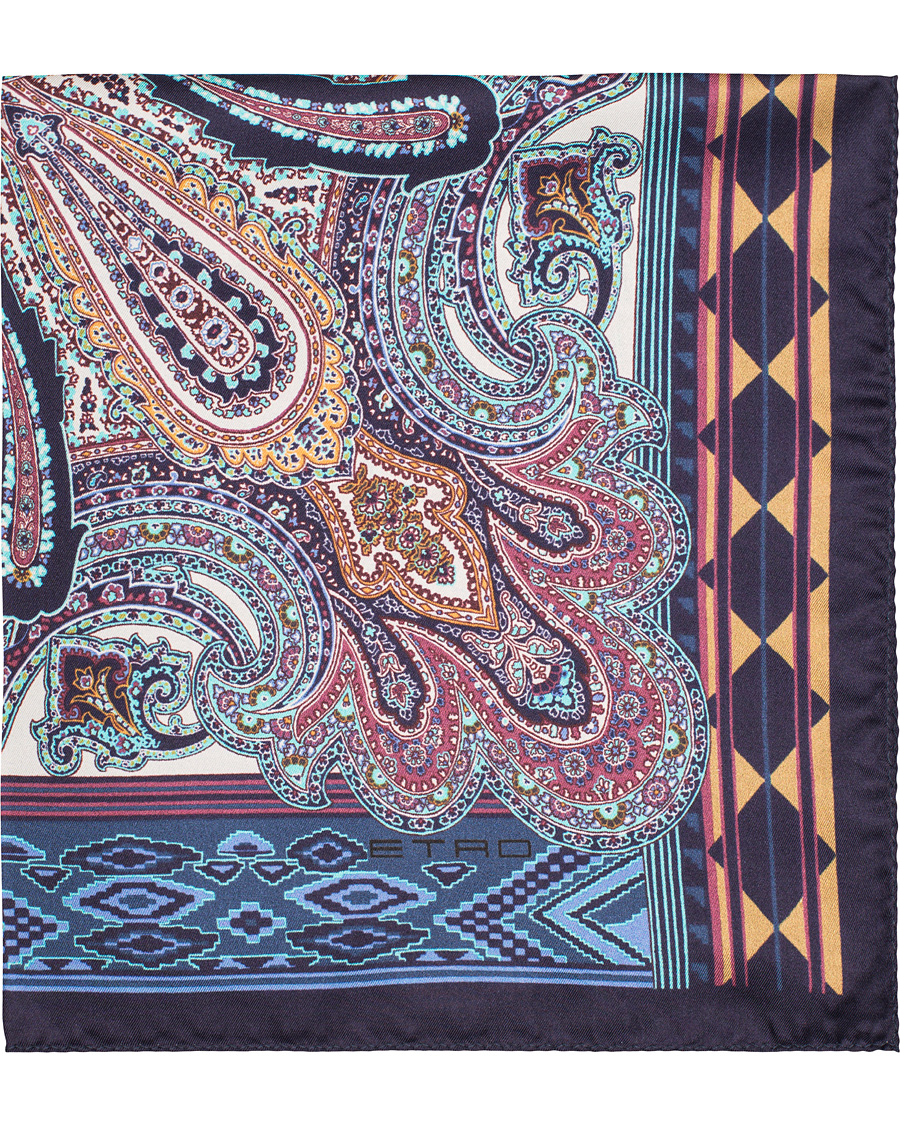 Homme | Etro Printed Paisley Pocket Square Dark Blue | Etro | Printed Paisley Pocket Square Dark Blue